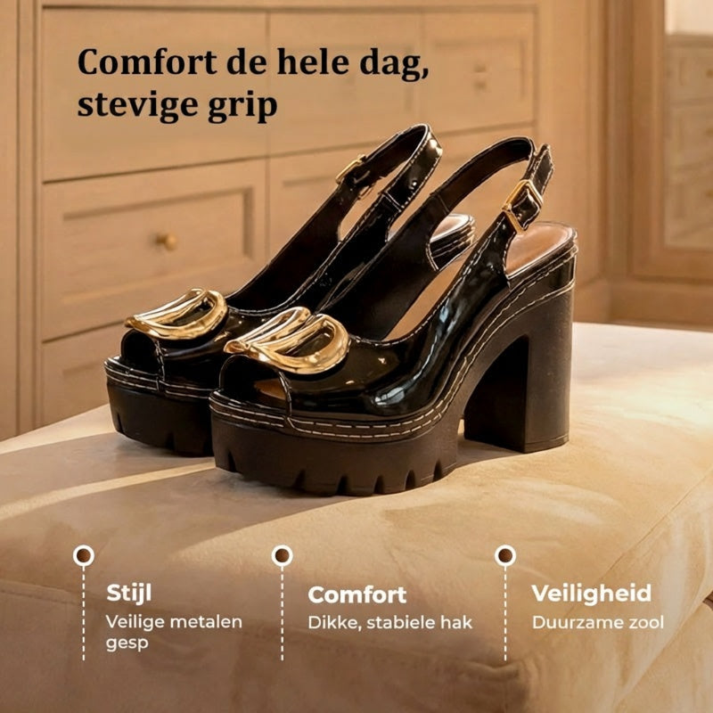 ☀️New arrival 55% OFF!🏖️Elegant Peep-Toe Buckle Heeled Sandals